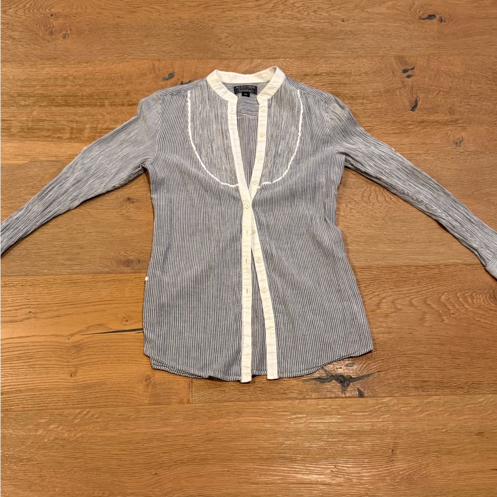 Vintage Polo jeans Company by Ralph Lauren Blue and White Pinstripe Blouse